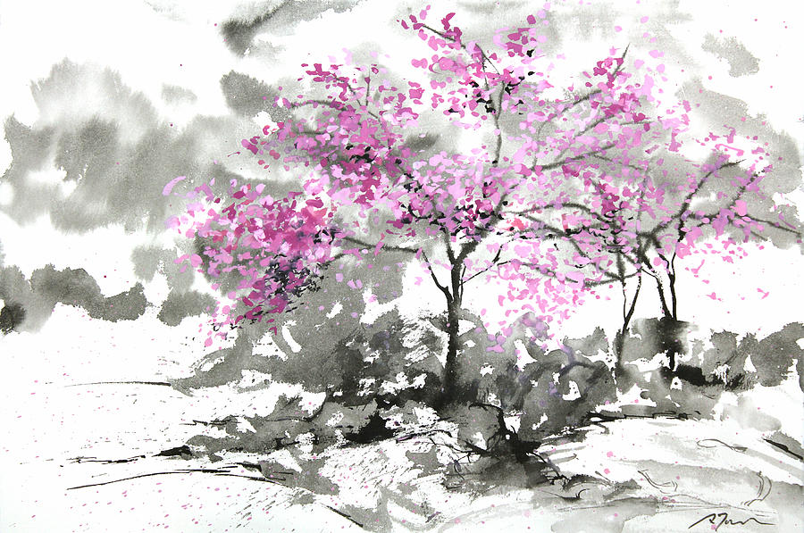 Nature Painting - Sumie No.2 Plum Blossoms by Sumiyo Toribe