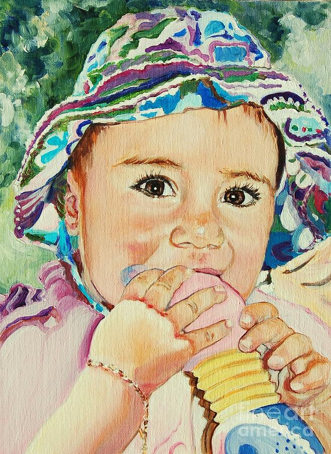 Summer Baby Play Painting by Henny Dagenais