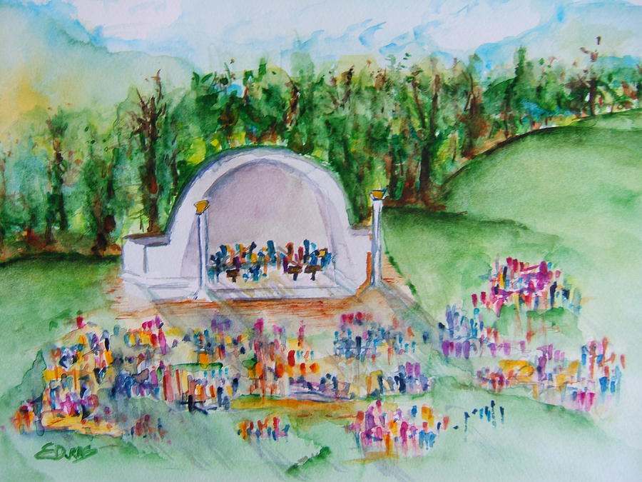 Summer Concert in the Park Painting by Elaine Duras