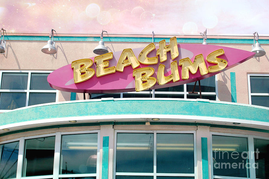 Beach Photograph - Summer Cottage Beach Bums Myrtle Beach Art Deco Sign by Kathy Fornal