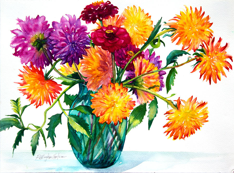 Flower Painting - Summer Dahlias by Patricia Allingham Carlson