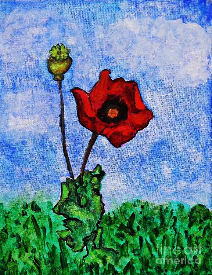 Summer Day Poppy Painting by Sarah Loft