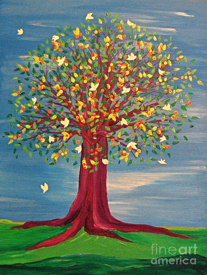 Summer Painting - Summer Fantasy Tree by First Star Art