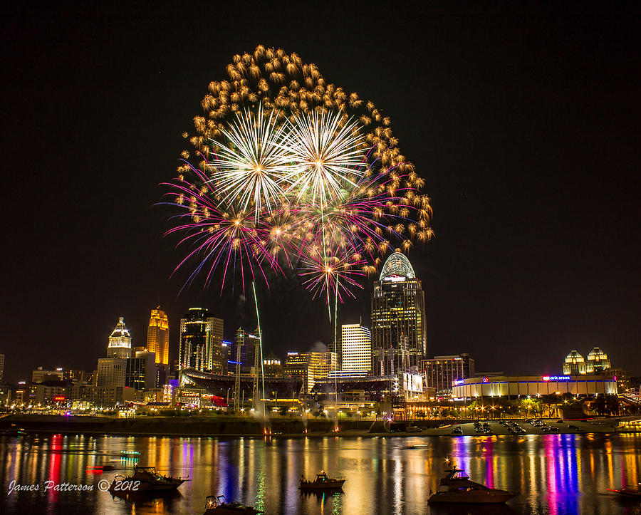 Summer Fireworks over Cincinnati Photograph by James Patterson Fine