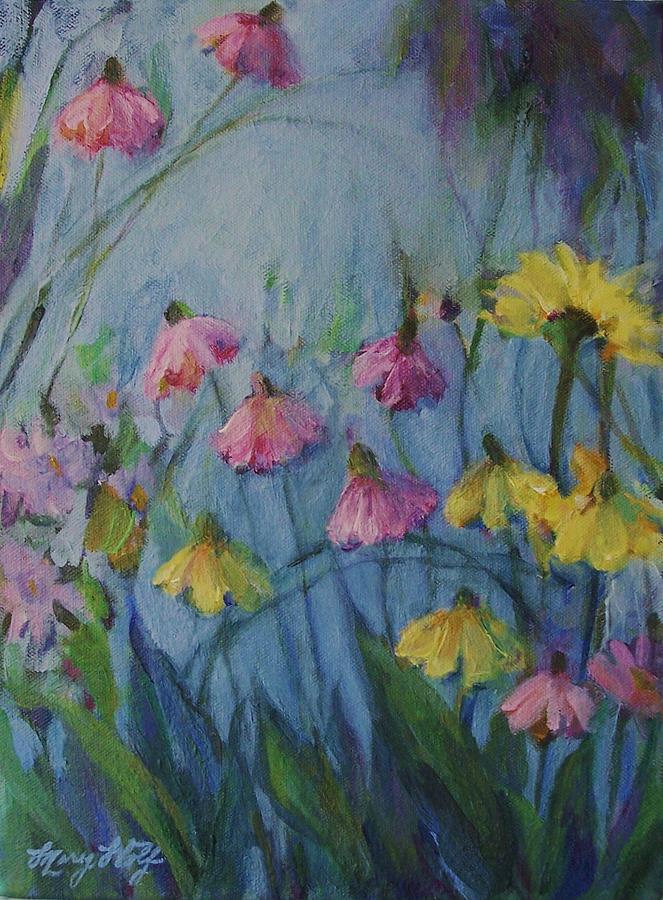 Summer Flower Garden Painting by Mary Wolf