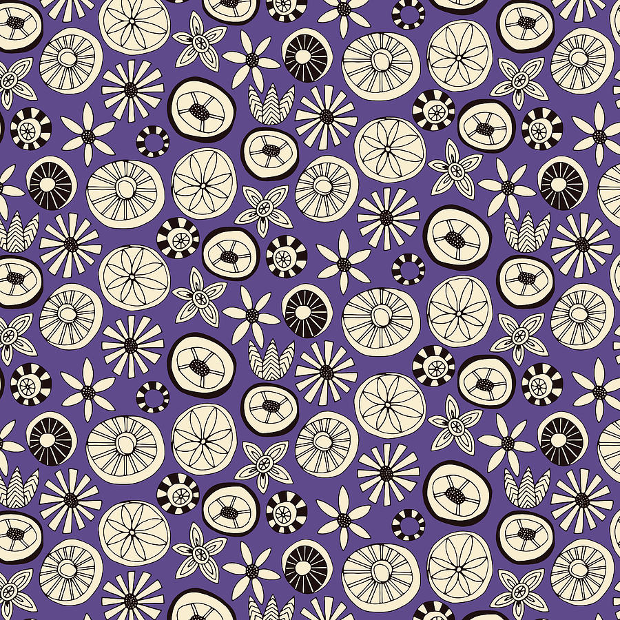 Summer Flowers Purple Painting by MGL Meiklejohn Graphics Licensing