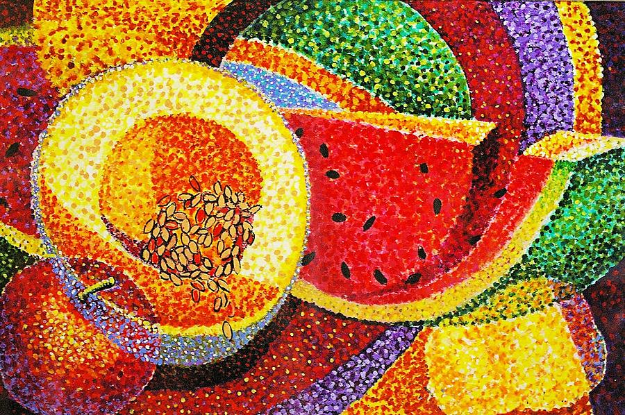 Watermelon Painting - Summer fruit by JAXINE Cummins