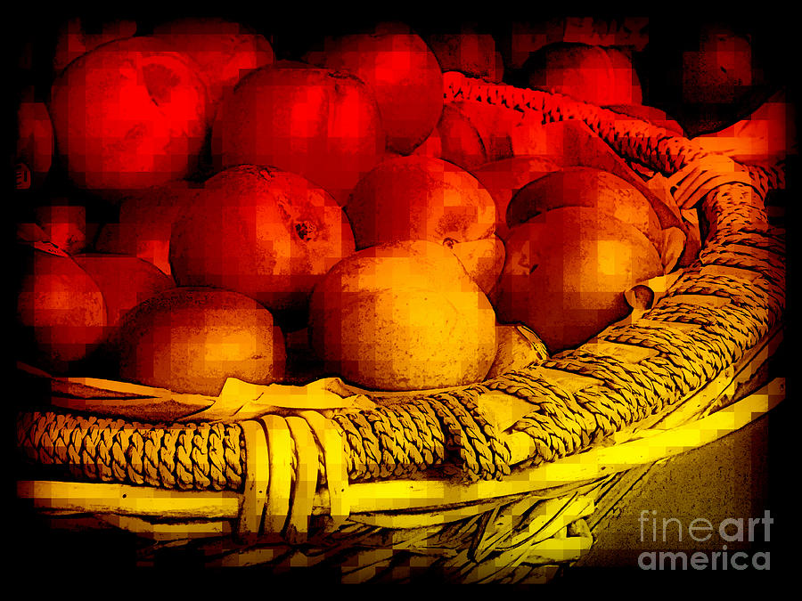 Peach Photograph - Summer Fruits - Peaches in Basket by Miriam Danar