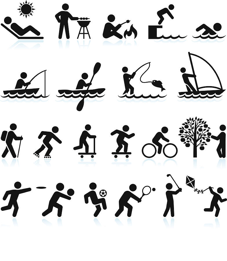 Summer Fun Outdoor Activities royalty free vector interface icon set Drawing by Bubaone