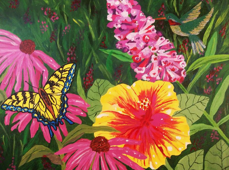 Summer Garden Painting by Ellen Levinson