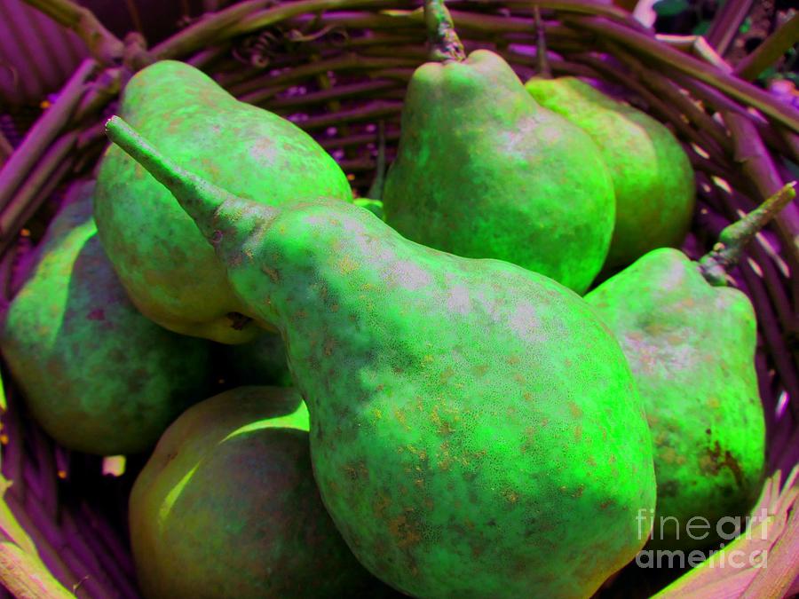 Summer Green Pears In Basket Photograph by Susan Carella