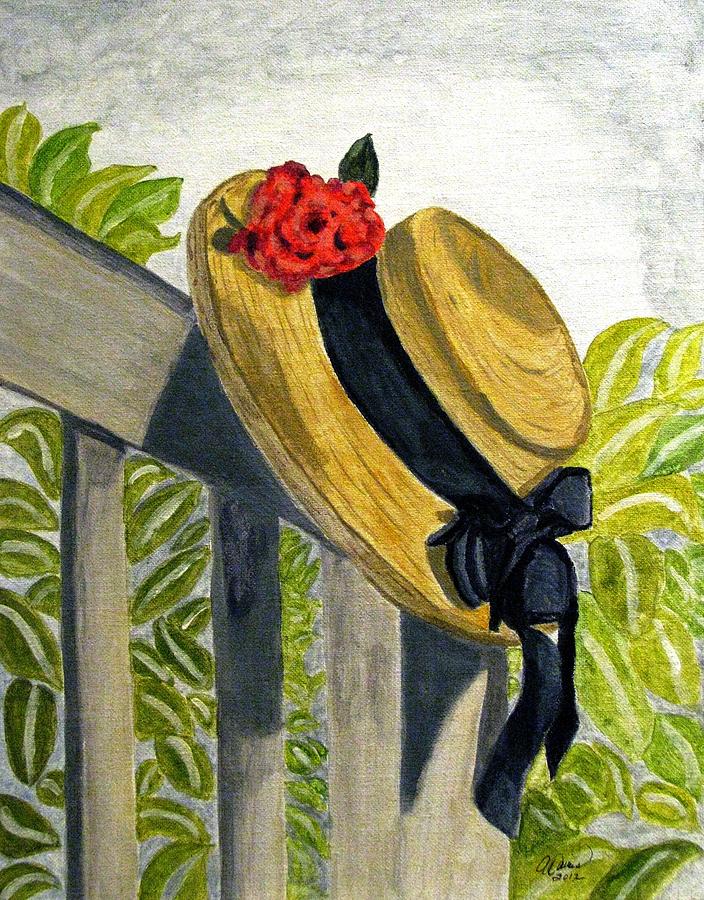Summer Hat Painting by Angela Davies