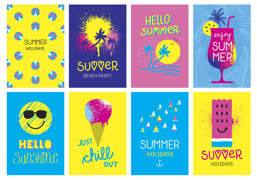 Summer holidays cards Drawing by Miakievy