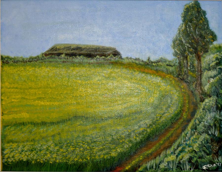 Summer in canola field Painting by Felicia Tica