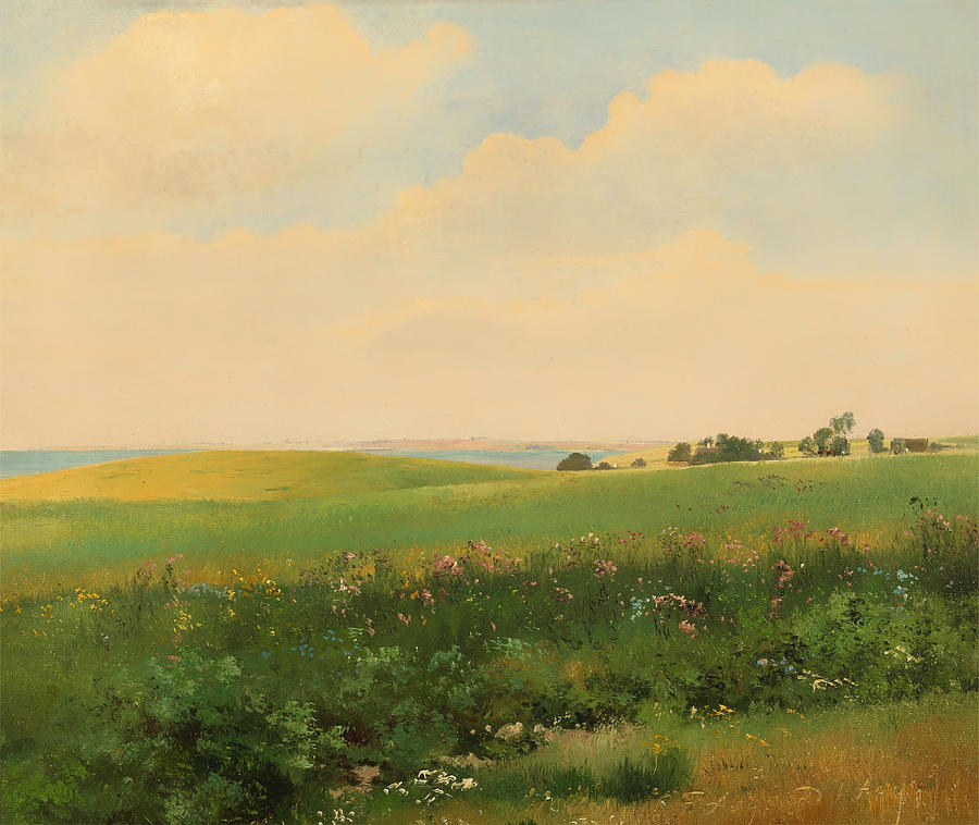 Summer landscape with rolling fields Painting by Carl Frederik Aagaard