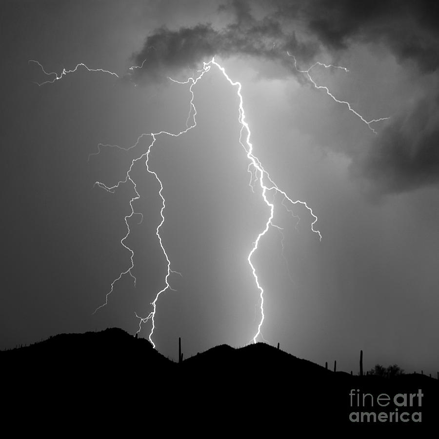Black And White Photograph - Summer Lightning In Shades Of Grey by Douglas Taylor
