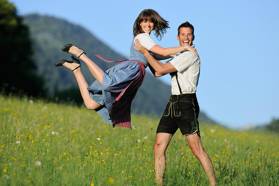 Summer Love, Beautiful Couple in Lederhosen and Dirndl Photograph by 4fr