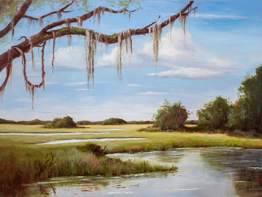 Summer Marsh Painting by Glenda Cason