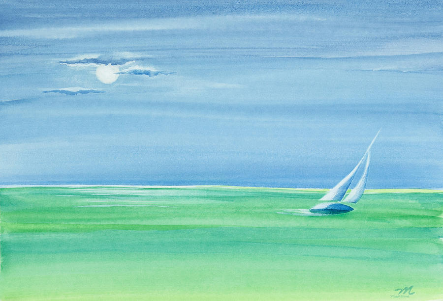 Summer Painting - Summer Moonlight Sail by Michelle Constantine