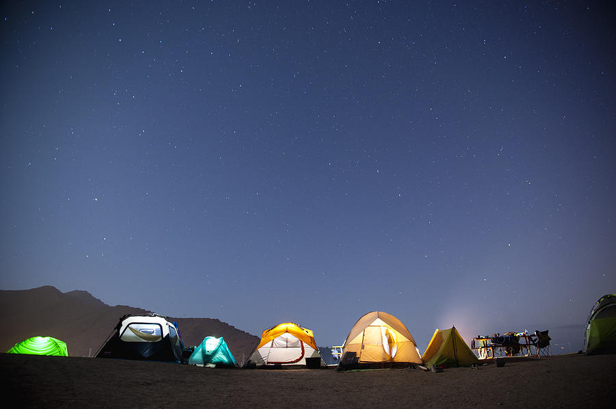 Summer night at beach side campsite Photograph by Stephen Simpson