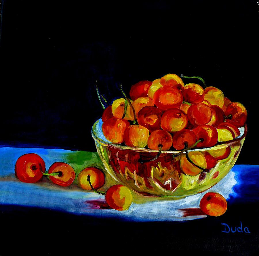 Summer Rainier Cherries Painting by Susan Duda