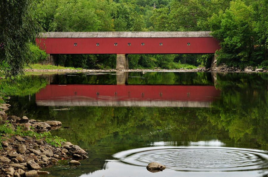 Rural Scene Photograph - Summer Reflections at West Cornwall Covered Bridge by TS Photo