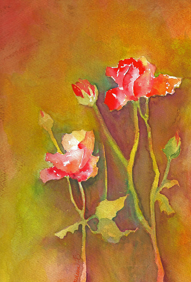 Summer Rose Buds Painting