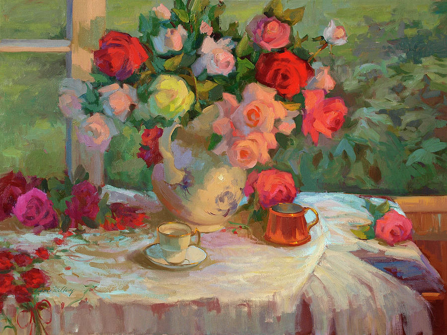 Still Life Painting - Summer Roses by Diane McClary