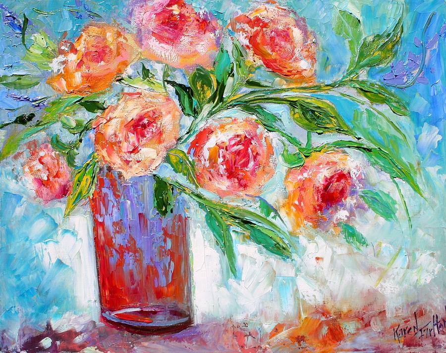 Karen Tarlton Painting - Summer Roses by Karen Tarlton