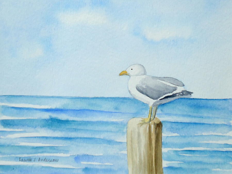 Summer Seagull Painting by Laurie Anderson