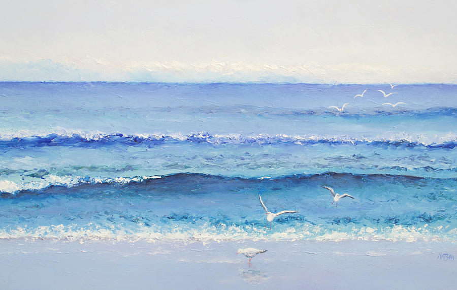 Ocean Sunset Painting - Summer Seascape by Jan Matson