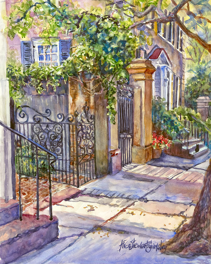 Cat Painting - Summer Shadows by Alice Grimsley