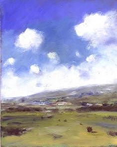 English Landscape Painting - Summer sky over Brading Down by Alan Daysh