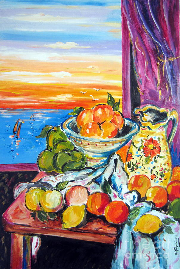 Still Life Painting - Summer Still Life alla Cezanne by Roberto Gagliardi