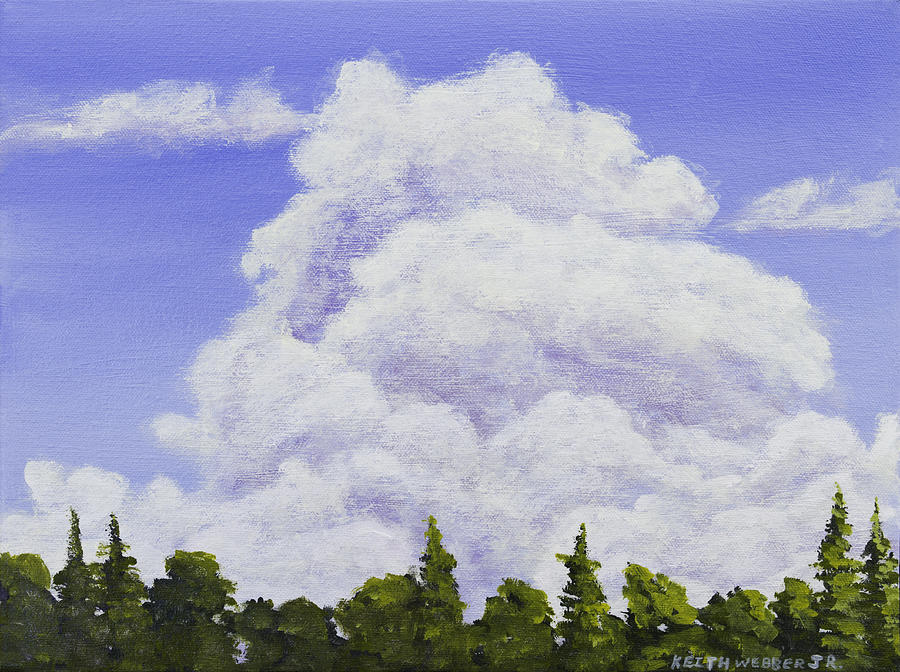 Summer Storm Clouds Over Maine Forest Painting by Keith Webber Jr