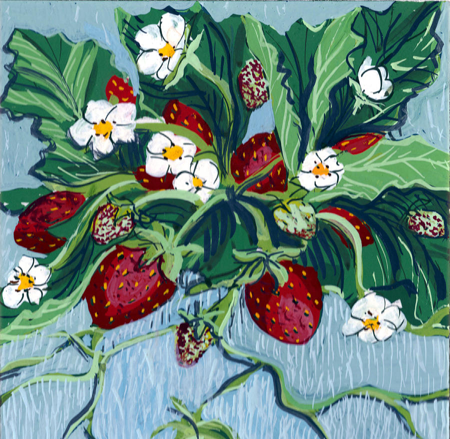 Summer Strawberries Painting by Mary Palmer