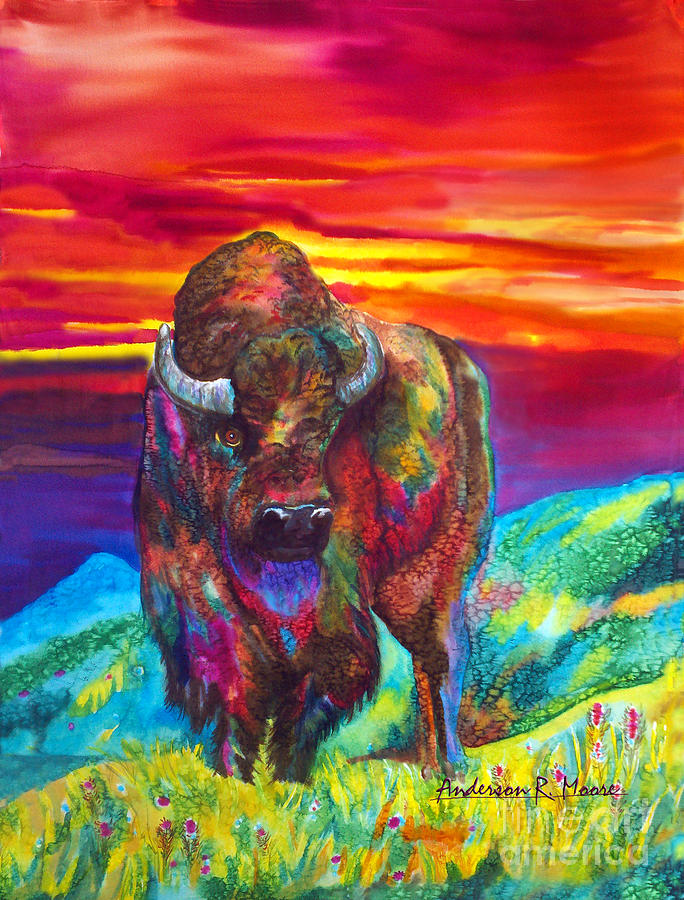 Buffalo Painting - Summer Strength by Anderson R Moore