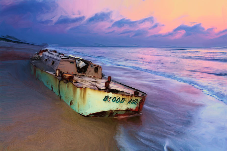 Beach Photograph - Summer Sunrise Shipwreck on Outer Banks II by Dan Carmichael