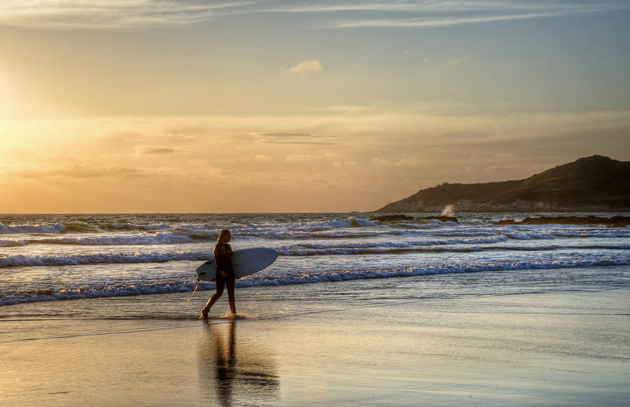 Sunset Photograph - Summer Surfer by Matthew Gibson
