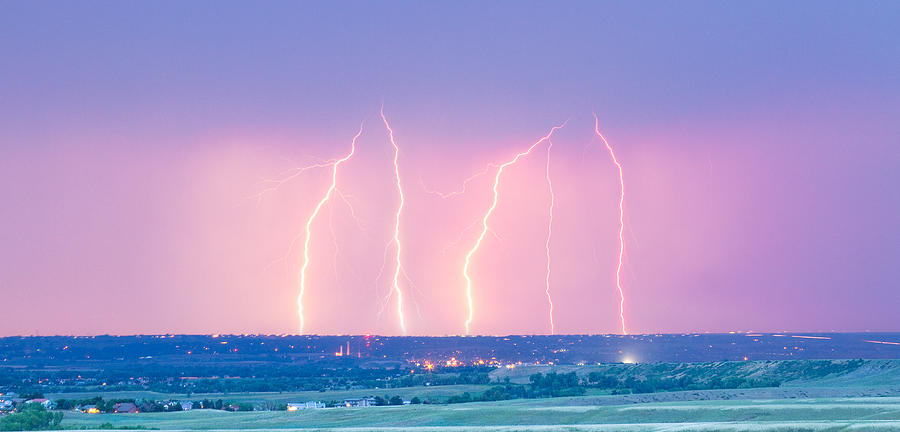 Landscape Photograph - Summer Thunderstorm Lightning Strikes Panorama by James BO Insogna