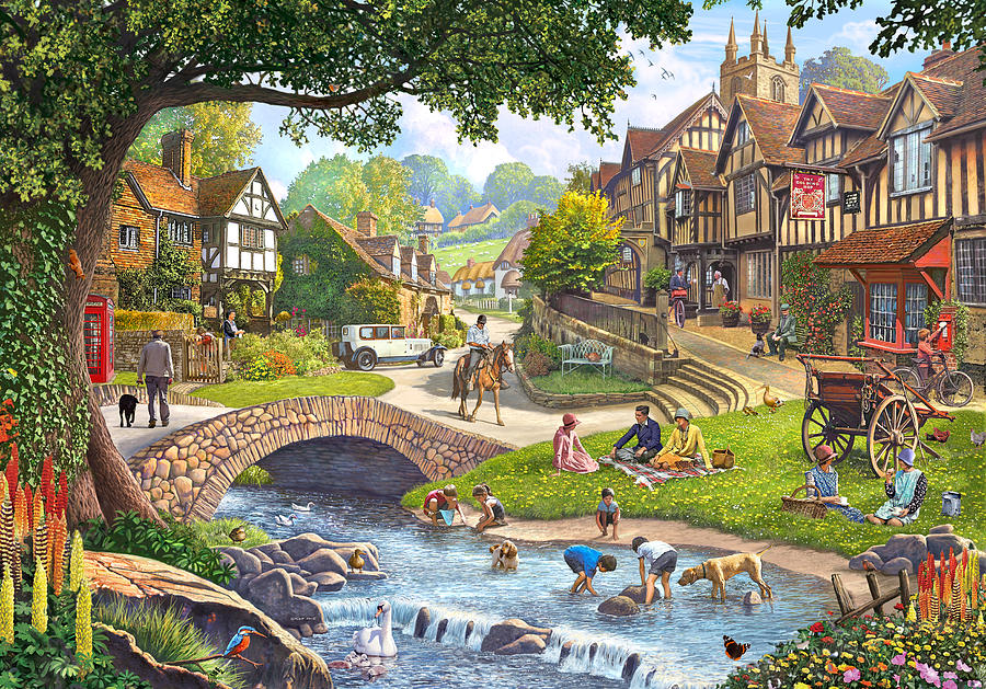 Dog Painting - Summer Village Stream 2015 by MGL Meiklejohn Graphics Licensing