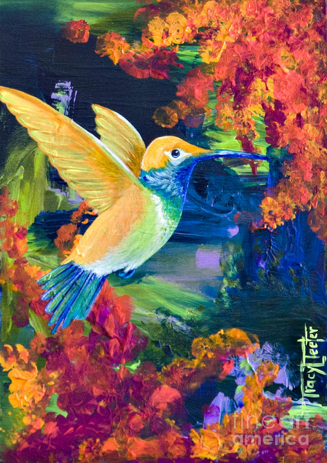 Hummingbird Painting - Summers Bounty by Tracy L Teeter 