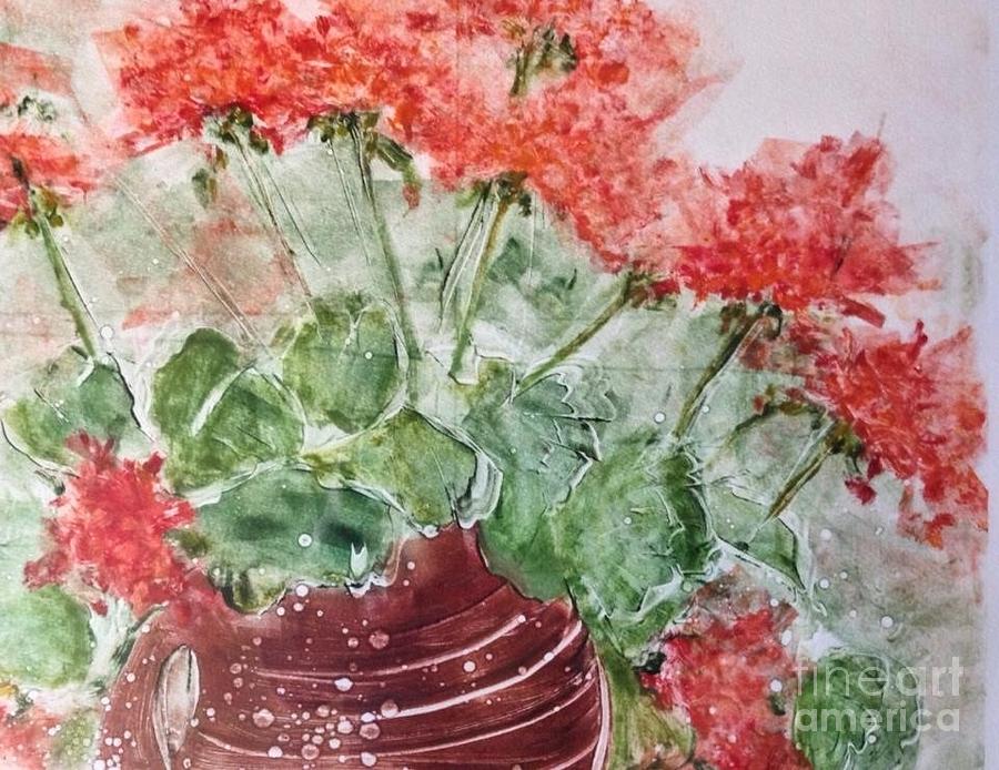 Summers Geraniums Painting by Sherry Harradence