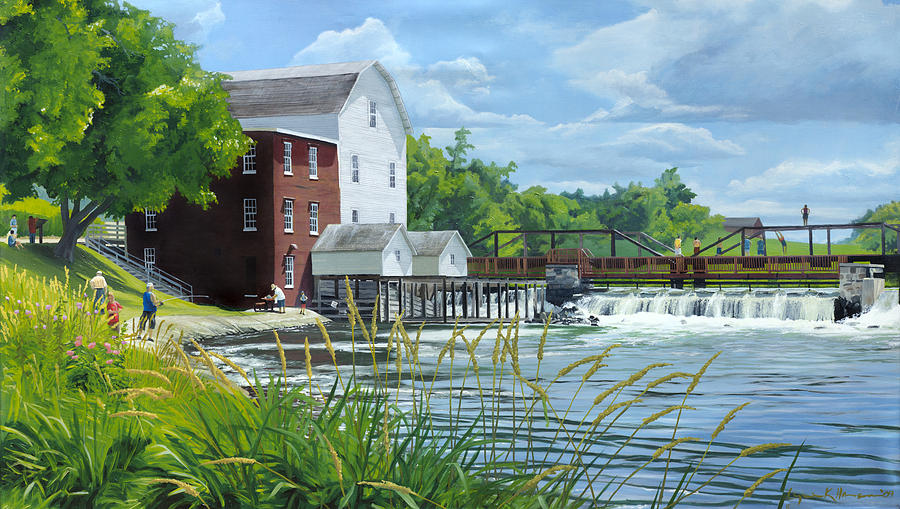 Summertime at the Old Mill Painting by Lynn Hansen