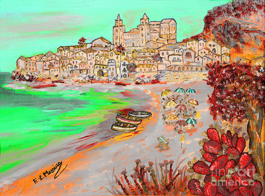 Summertime in Cefalu Painting by Loredana Messina