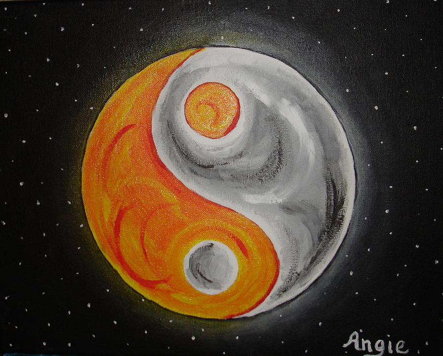 Sun and Moon Ying Yang Painting by Angie Butler