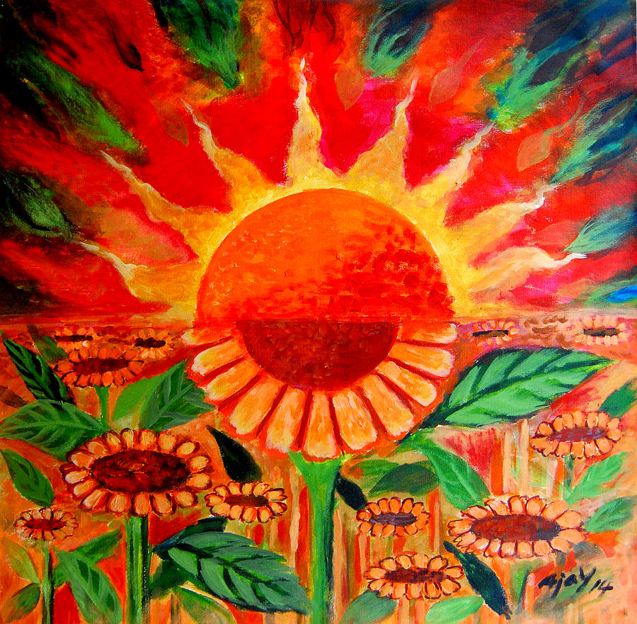 sunflower and sun painting