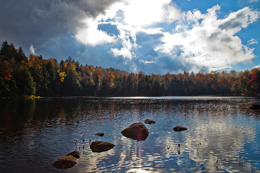 Fall Photograph - Sun Breaking Through over Cary Lake by David Patterson