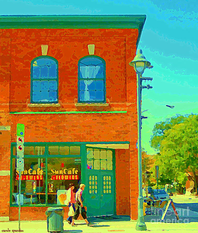 Sun Cafe And Flower Shop Ottawa Village The Glebe Coffee Tea Room Florist Ottawa Scenes Cspandau Art Painting by Carole Spandau