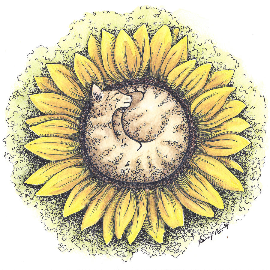 Sun Cat Drawing By Karina Rumland Fine Art America